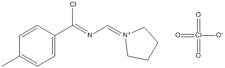 Molecular Structure of 58415-27-3 (Pyrrolidinium, 1-[[[chloro(4-methylphenyl)methylene]amino]methylene]-,perchlorate)